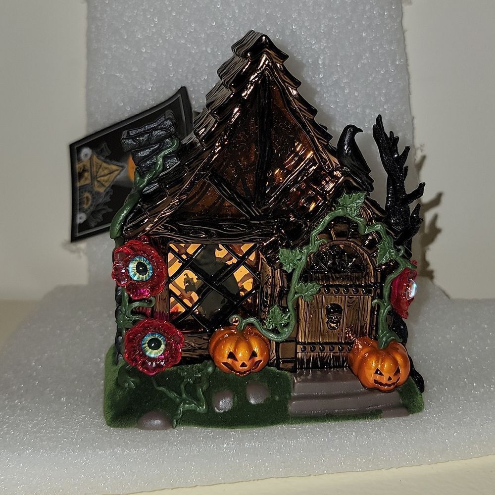 BBW Halloween Witches Cottage Haunted House Projector WallFlower Plug +Free Bulb